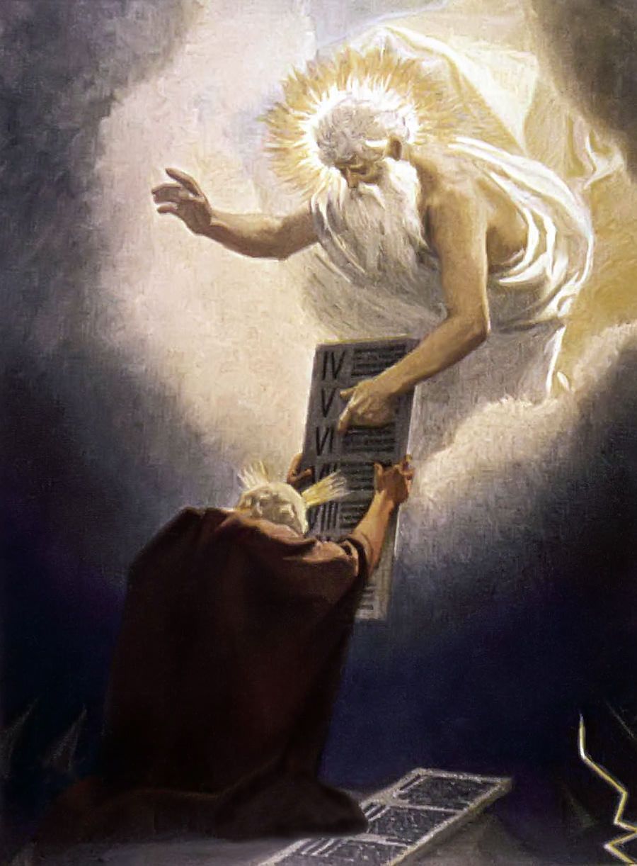 900x1222 Moses Receives the 10 Commandments (Illustration) History Encyclopedia