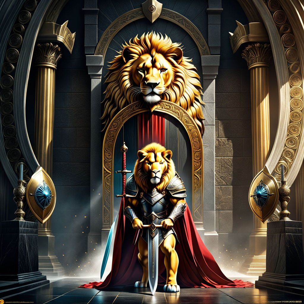 1024x1024 King lion sitting on throne