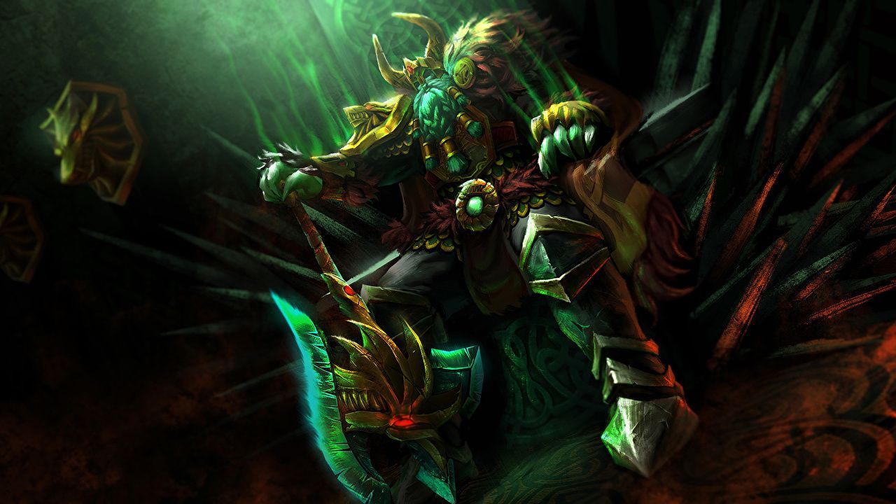1280x720 Photo DOTA 2 Wraith King Undead warrior Throne Fantasy Games