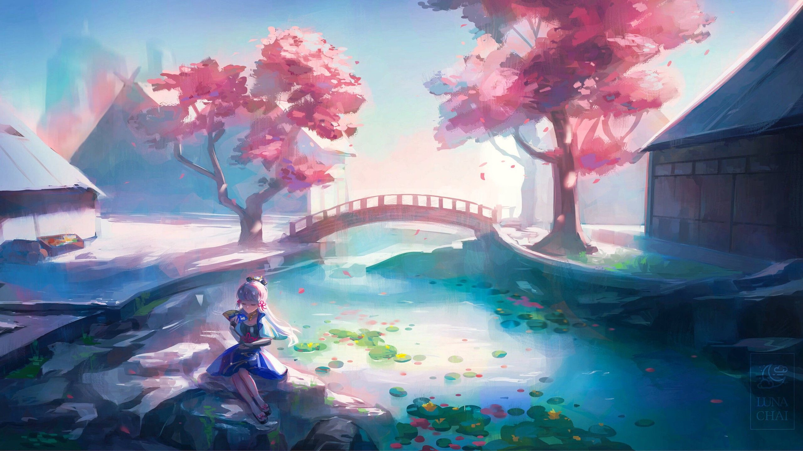 2560x1440 Kamisato Ayaka HD Genshin Impact Wallpaper