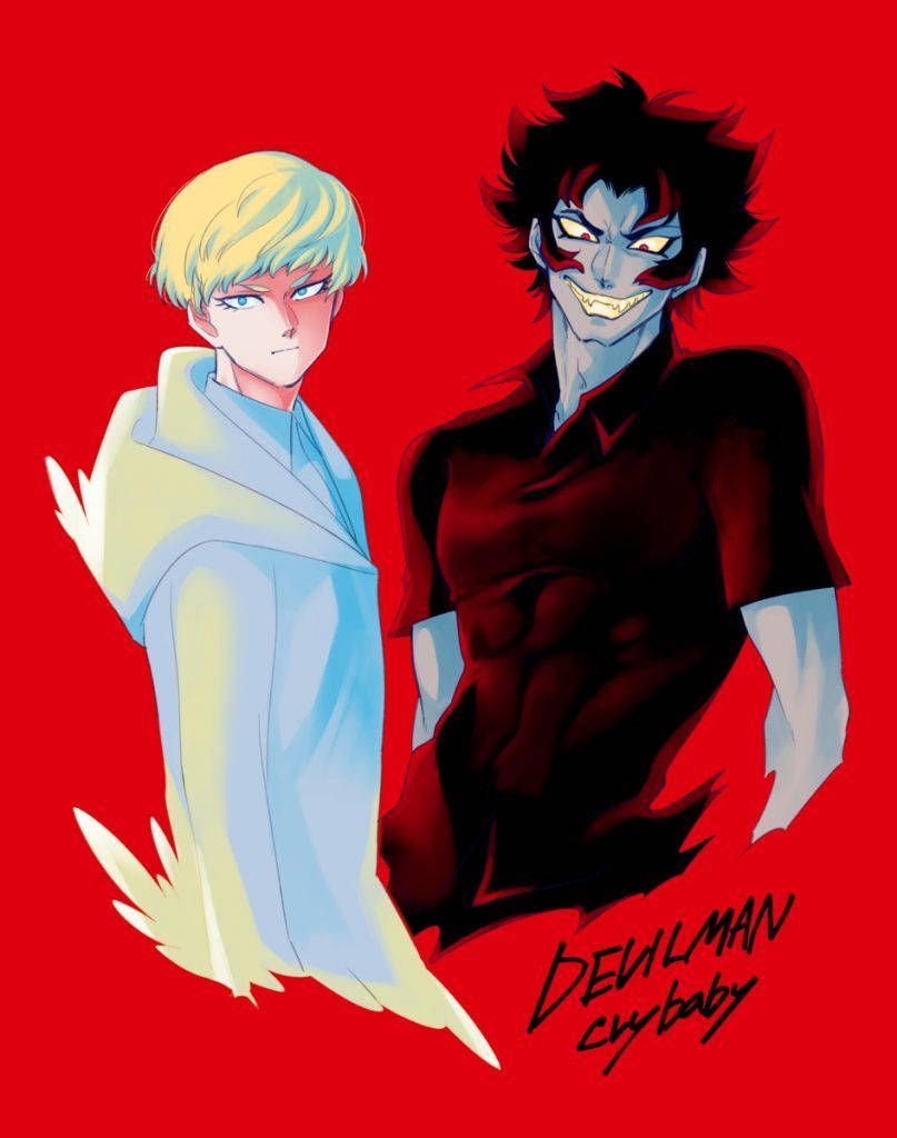 807x1024 Download Devilman Crybaby's powerful duo, Akira and Ryo on a run. Wallpaper