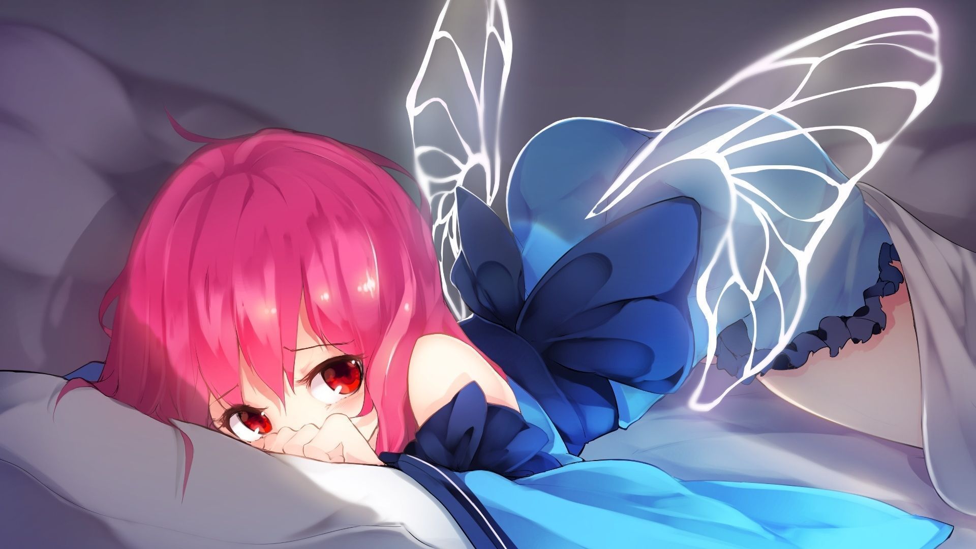 1920x1080 Desktop Wallpaper Shy, Anime Girl, Yuyuko Saigyouji, Touhou, Wings, HD Image, Picture, Background, D487b6