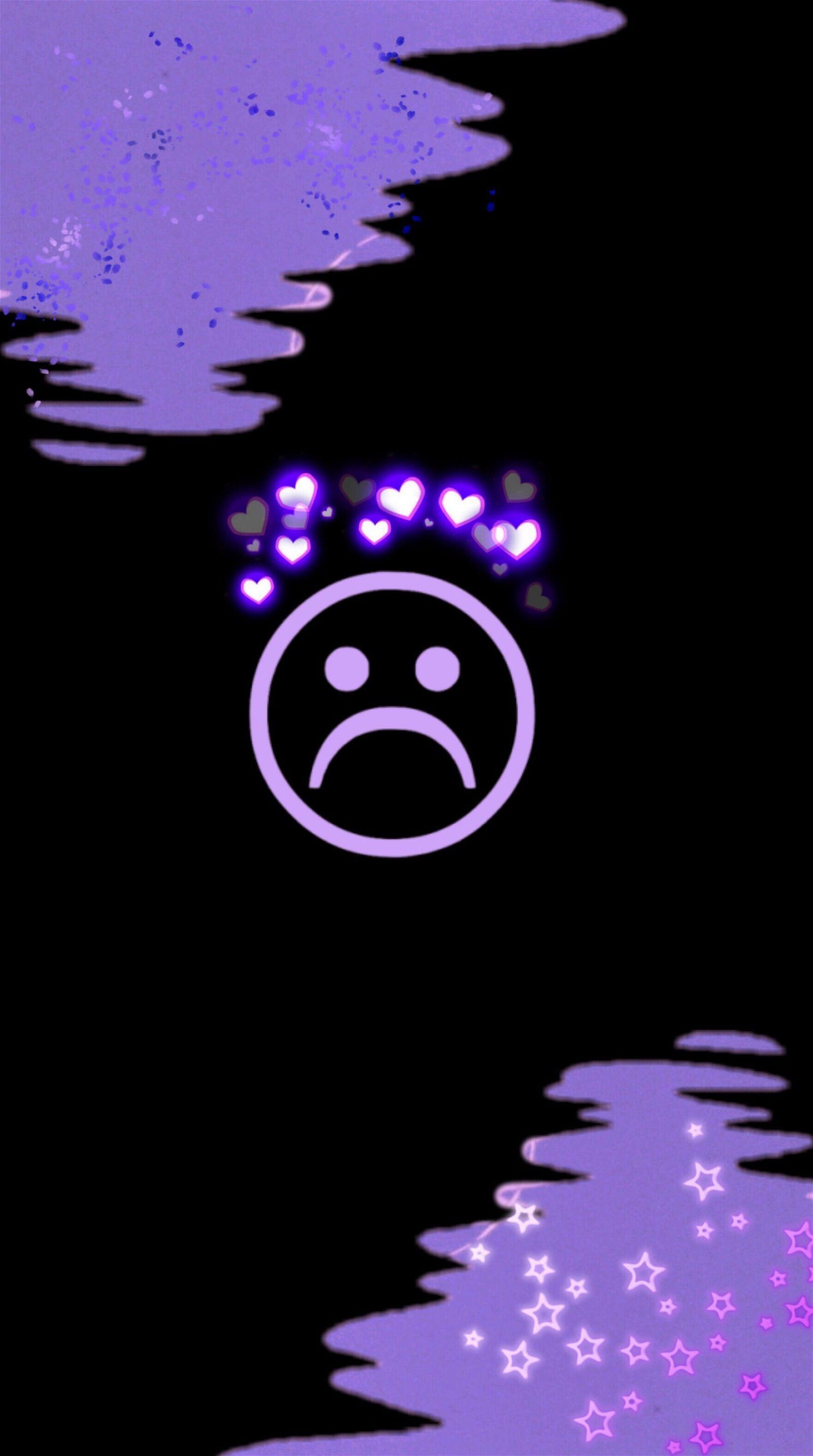 1600x2866 Sad emoji purple background Wallpaper Download