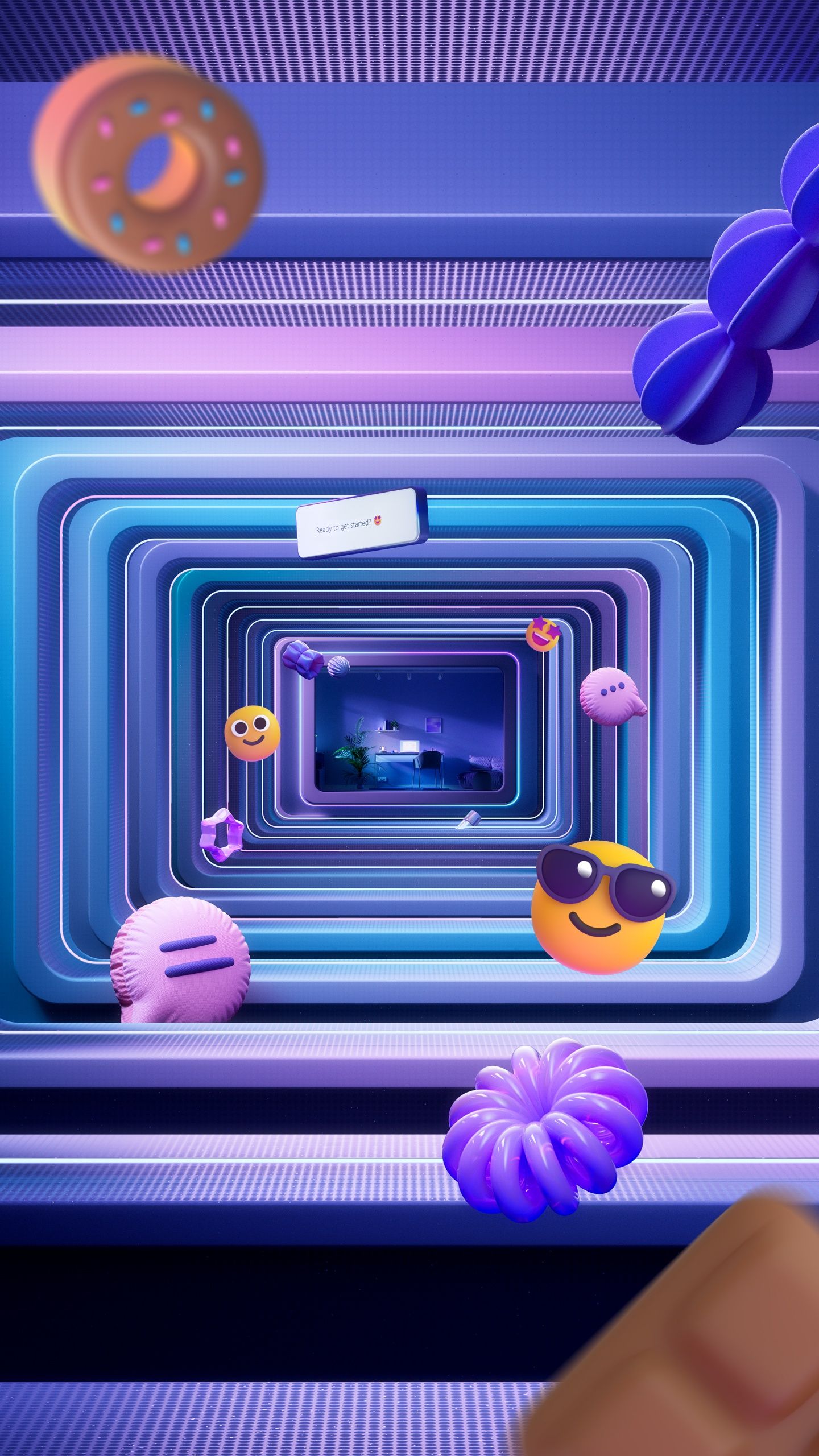 1440x2560 Emoji Wallpaper 4K, 3D Art, Donut, Smileys