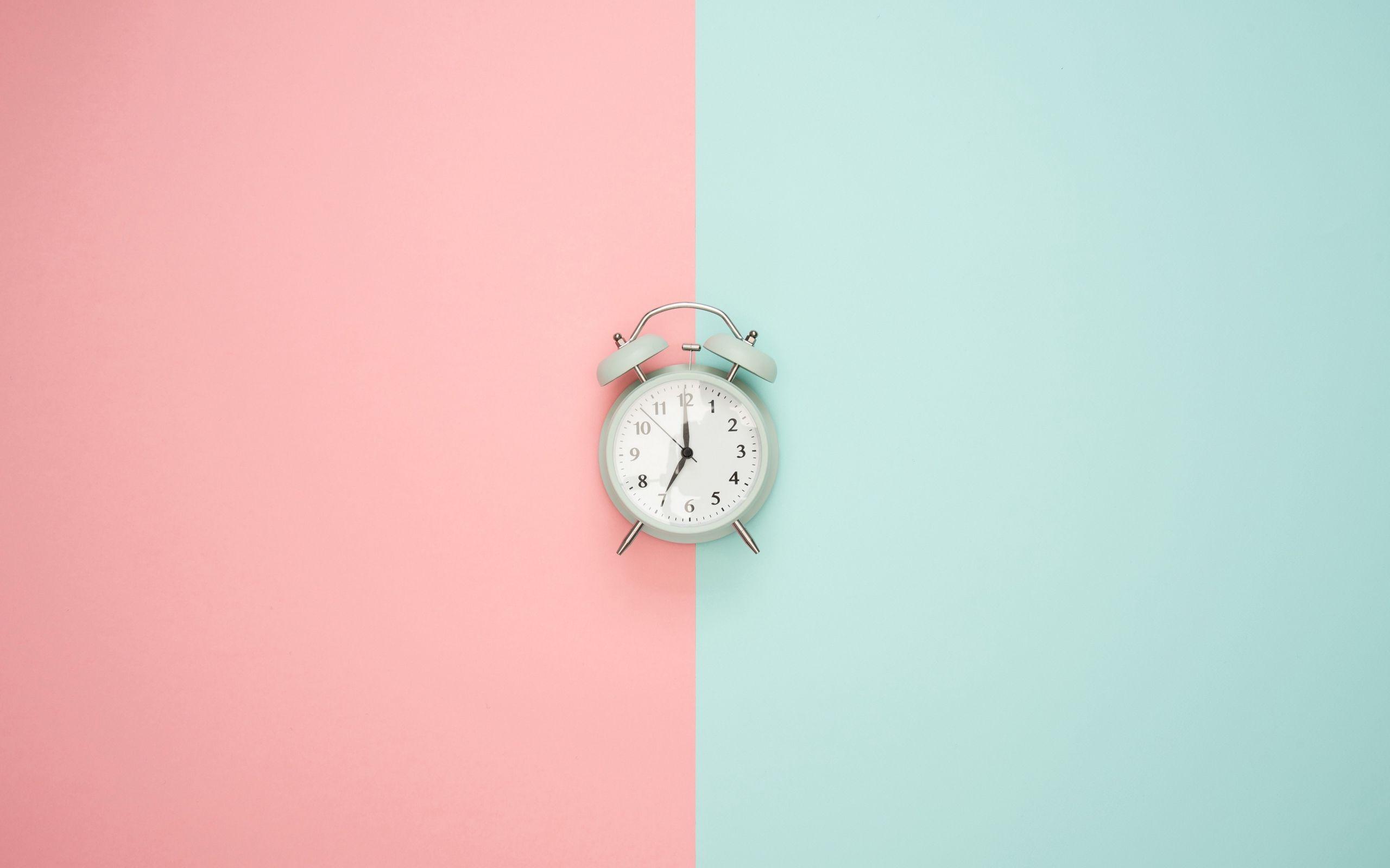 2560x1600 Download wallpaper 2560x1600 alarm clock, minimalism, pink, pastel