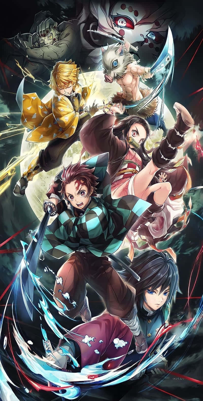 800x1577 Demon Slayer Group Wallpaper