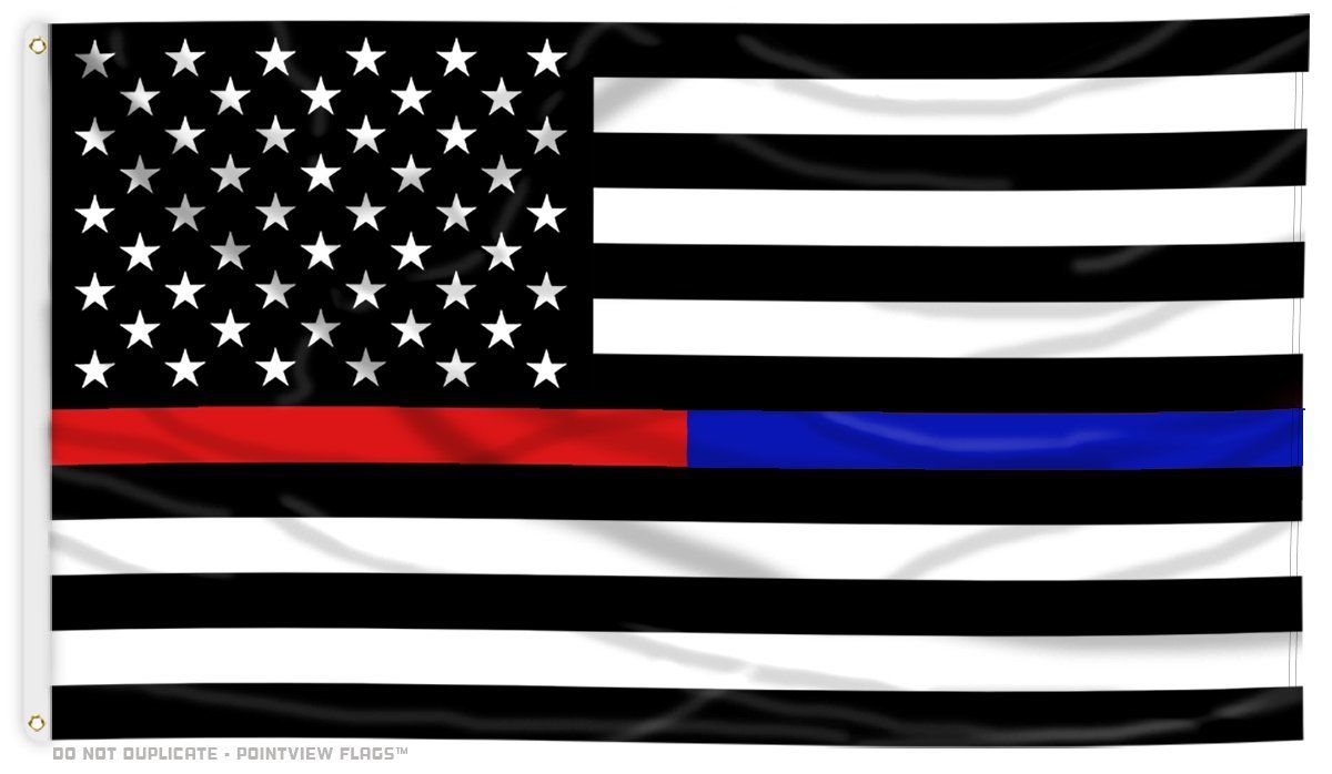 1200x698 Amazon.com : Thin Blue Line and Thin Red Line Dual American Flag x 5 ft with Grommets : Patio, Lawn & Garden
