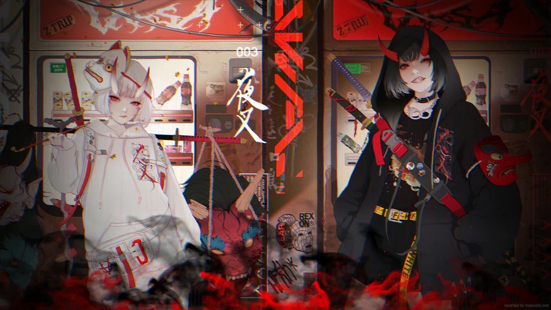 1920x1080 Twins Samurai Japanese Oni Live Wallpaper