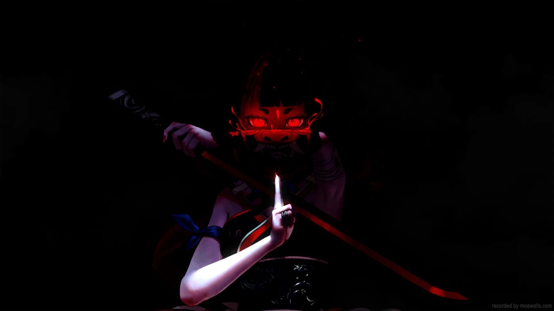 1920x1080 Oni Samurai Anime Girl Live Wallpaper