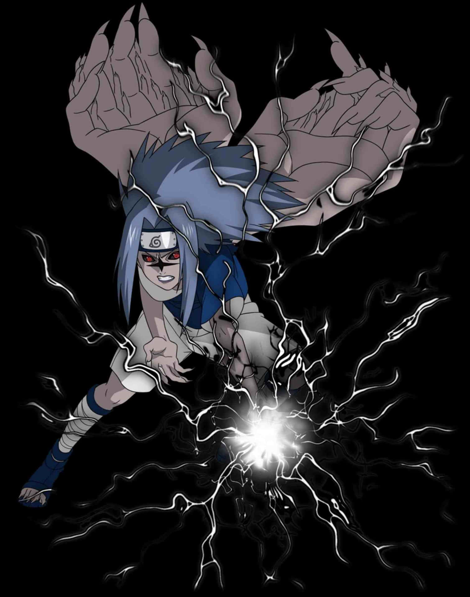 1512x1920 Download Uchiha Sasuke And His Senjutsu Chidori Graphic Art Wallpaper