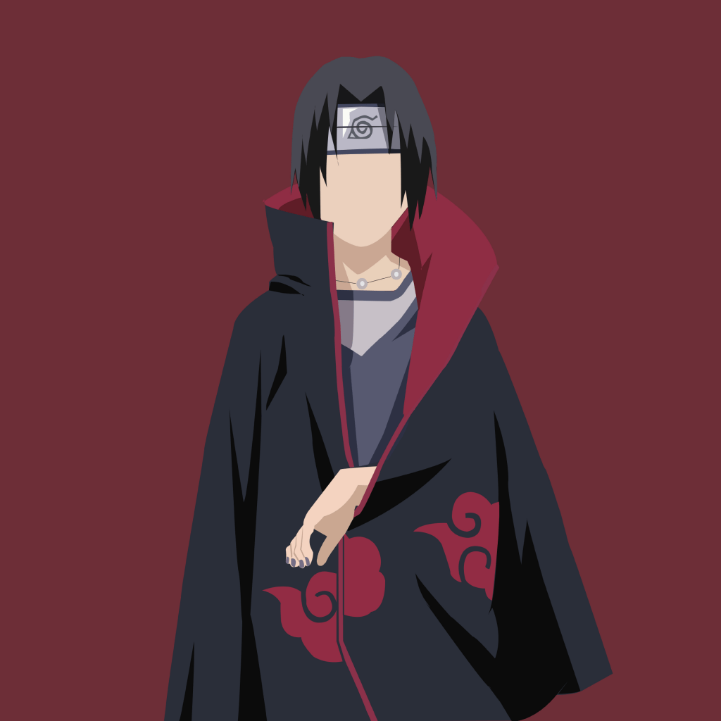 1024x1024 Itachi Uchiha Wallpaper 4K, Faceless, Naruto, Minimal art, 5K