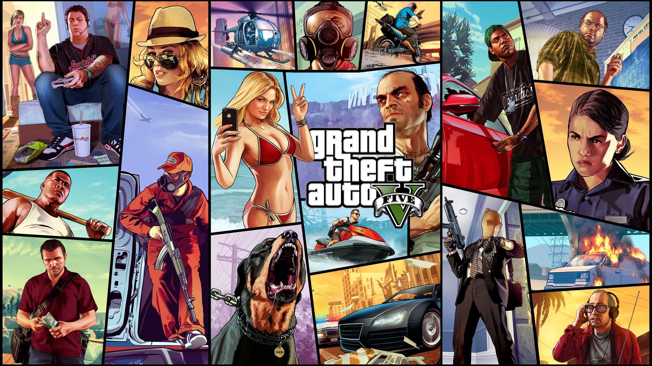 Hình nền áp phích 2520x1417 Grand Theft Auto V (GTA 5)