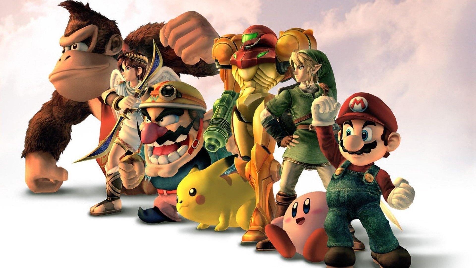 1920x1080 Nintendo, Kirby, Mario, Pikachu, Samus Aran, Donkey Kong, Wario