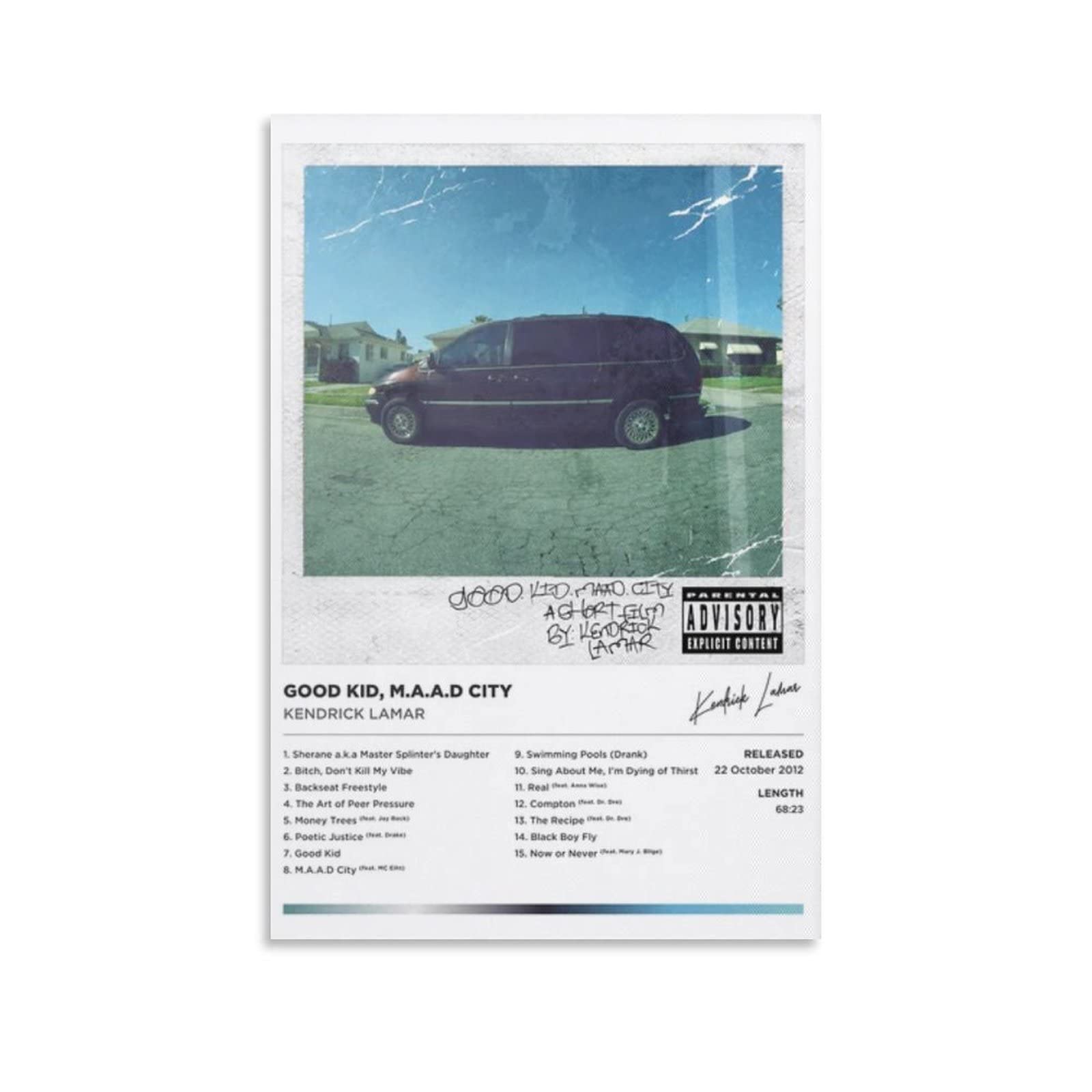 1600x1600 Kendrick Lamar Kid M.A.A.d City Alternative Cover Framed Poster Canvas Poster Wall Decorative Art Painting Living Room Bedroom Decoration Gift Unframe Style20x30inch(50x75cm): Posters & Prints