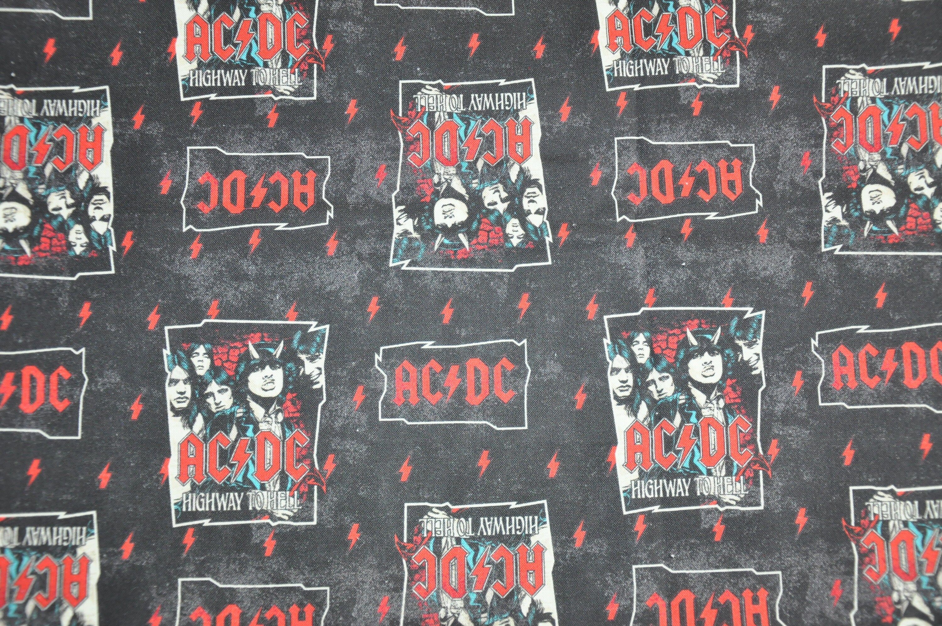 3000x1993 AC DC Highway To Hell 100% Cotton Quilt Fabric By Springs