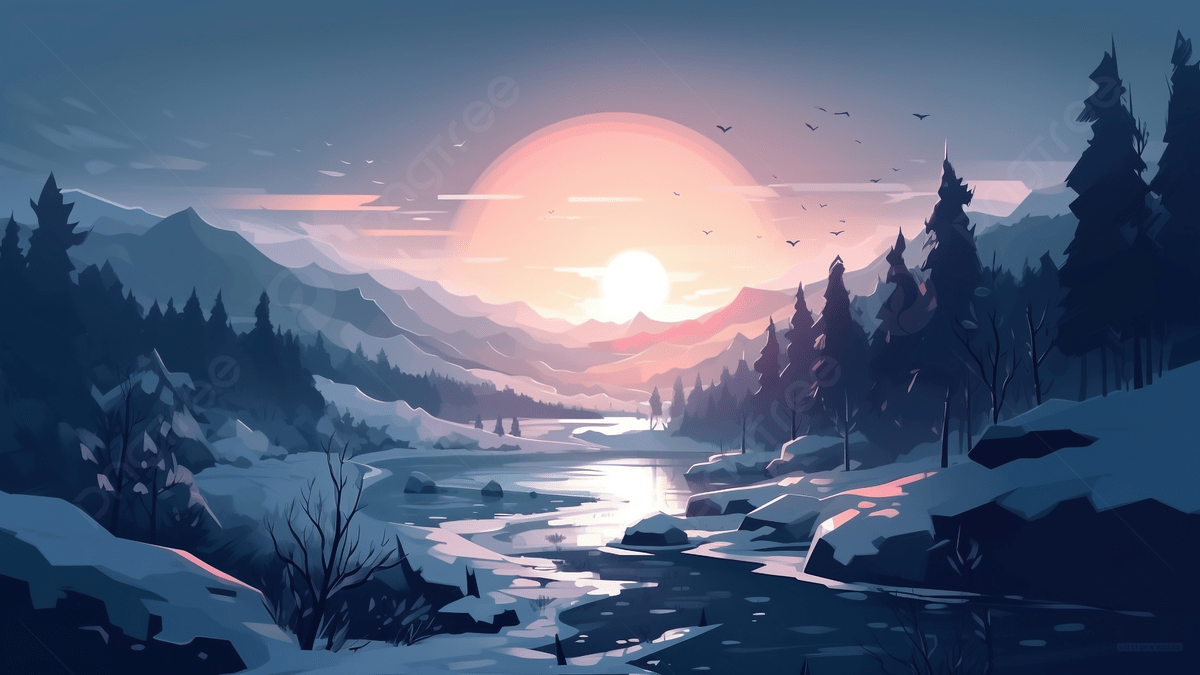 1200x675 Sunrise Winter Field Illustration Background, Sunrise, Winter, Field Background Image And Wallpaper for Free Download