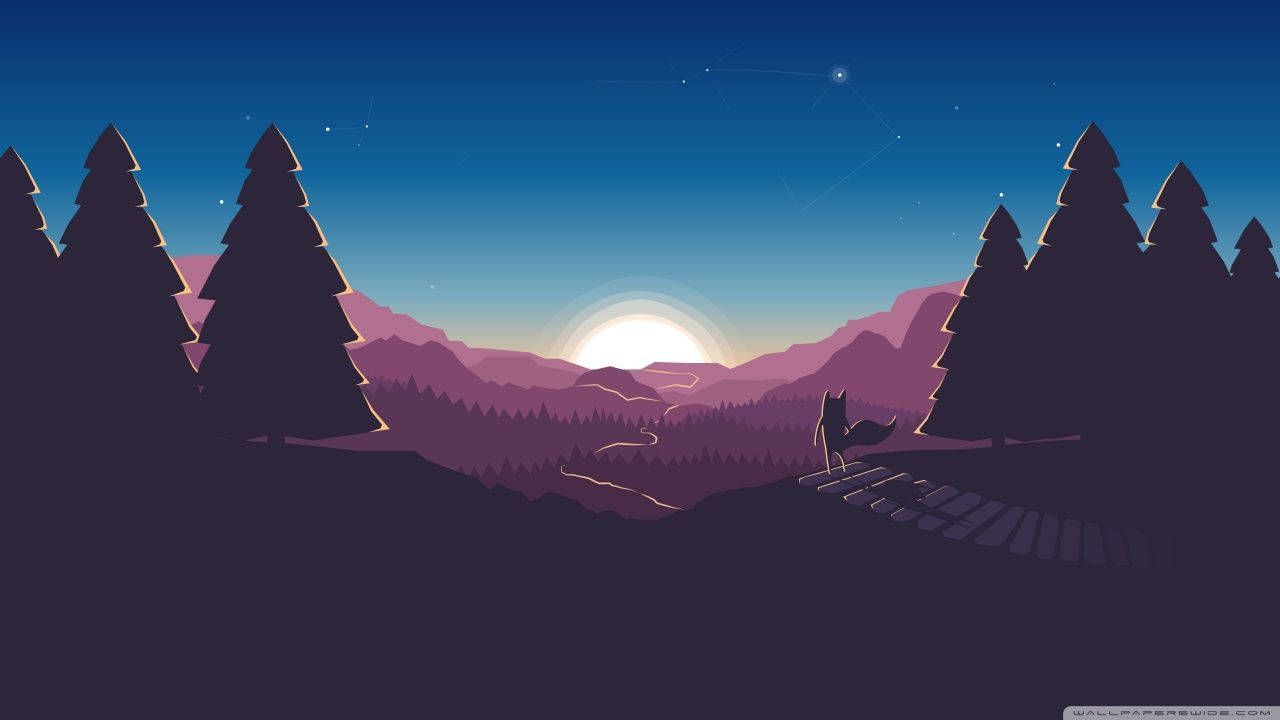 1280x720 Download Tailed Adventurer Watching Sunrise Illustration Art Wallpaper