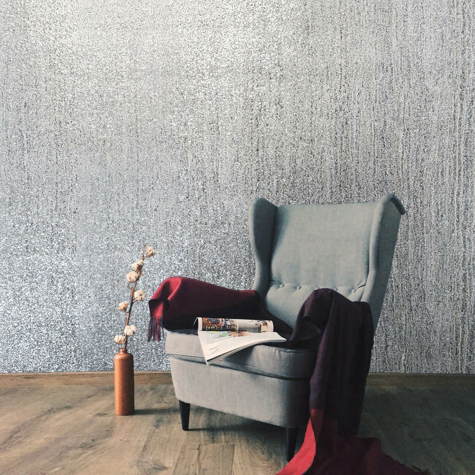 1600x1600 M606 Black silver Gray lines Natural Terra Mica Stone Plain Wallpaper