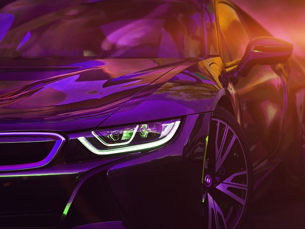 1024x768 wallpaper for desktop, laptop. bmw rainbow red purple car art flare