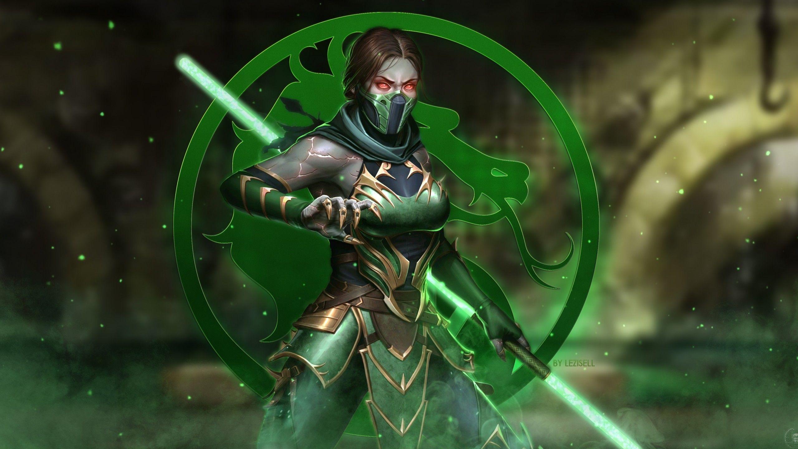 2560x1440 Download 2560x1440 Mortal Kombat Jade, Mask, Red Eyes, Fighting