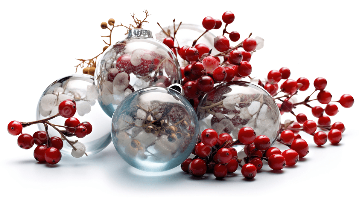 1200x673 Christmas Ornaments In Glass With Red And White Berries Background, Transparent Christmas Picture Background Image And Wallpaper for Free Download
