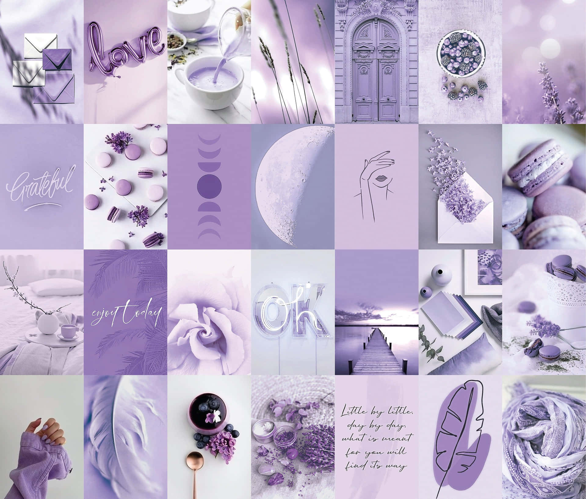 1920x1635 Download Purple Aesthetic Collage Soft Lavender Wallpaper