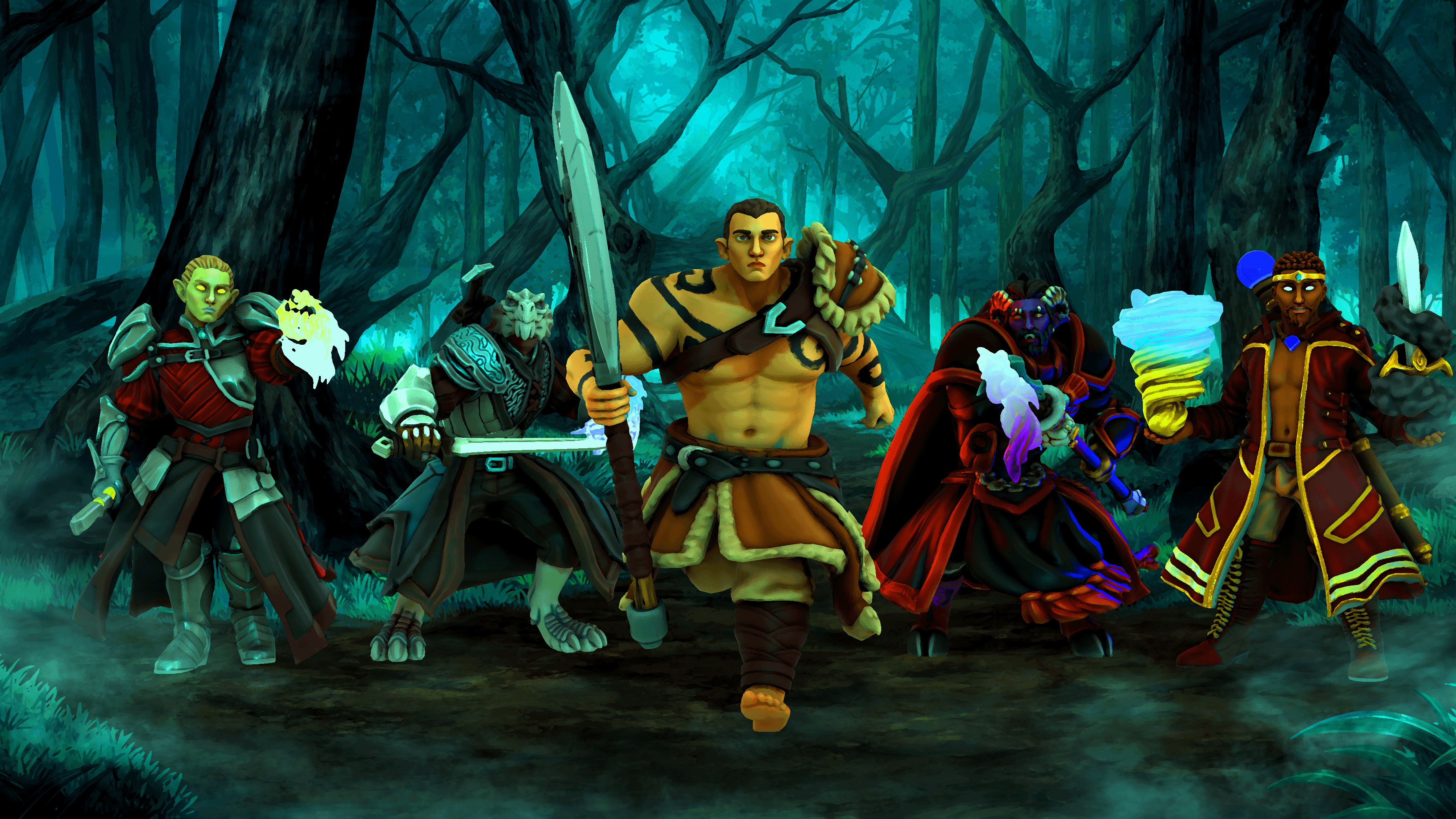 3640x2048 Forgotten Realms Group (Made with Hero Forge & Photohop)