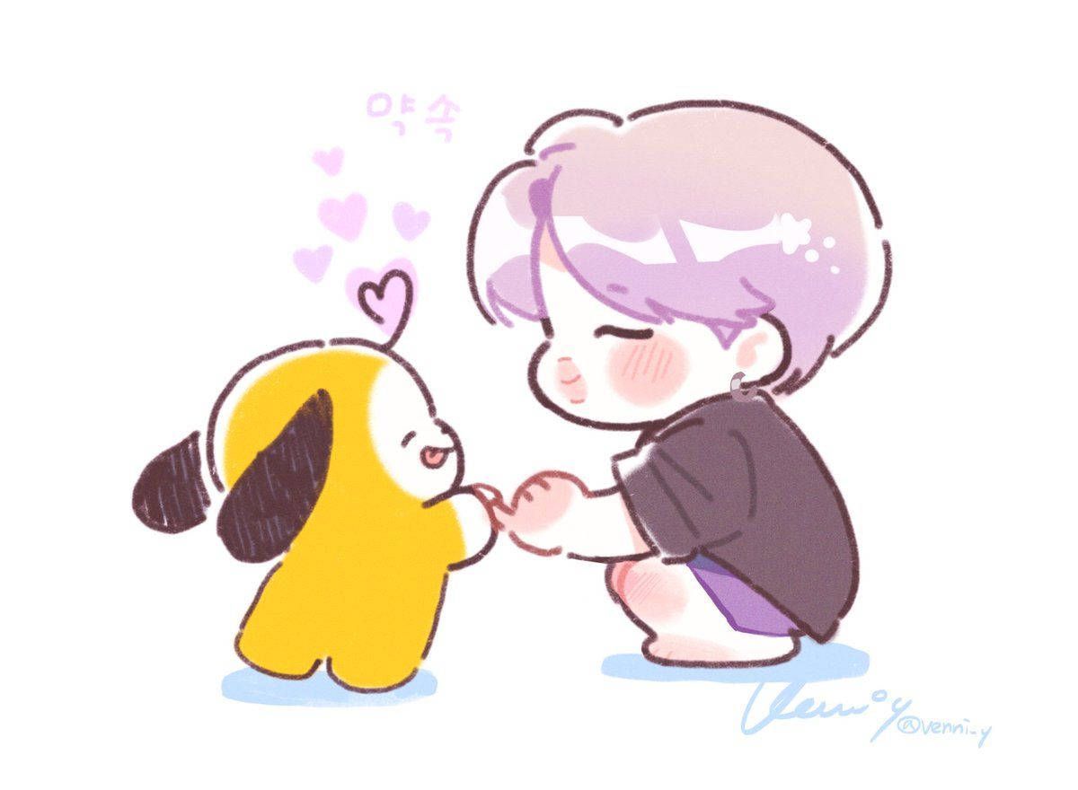 1200x880 Download Chimmy Bt21 And Jimin Art Wallpaper