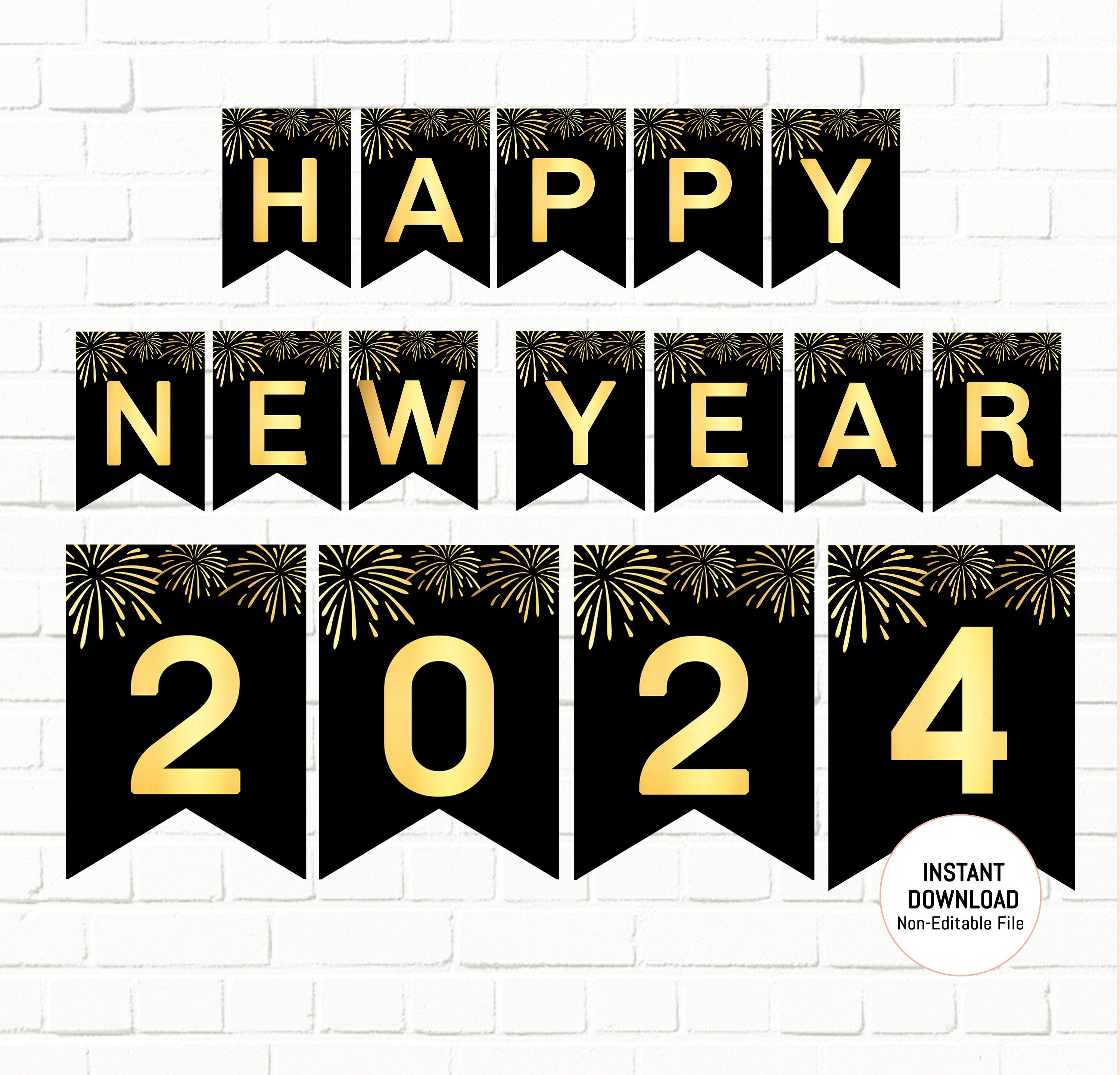3000x2879 Happy New Year 2024 Printable Instant Download