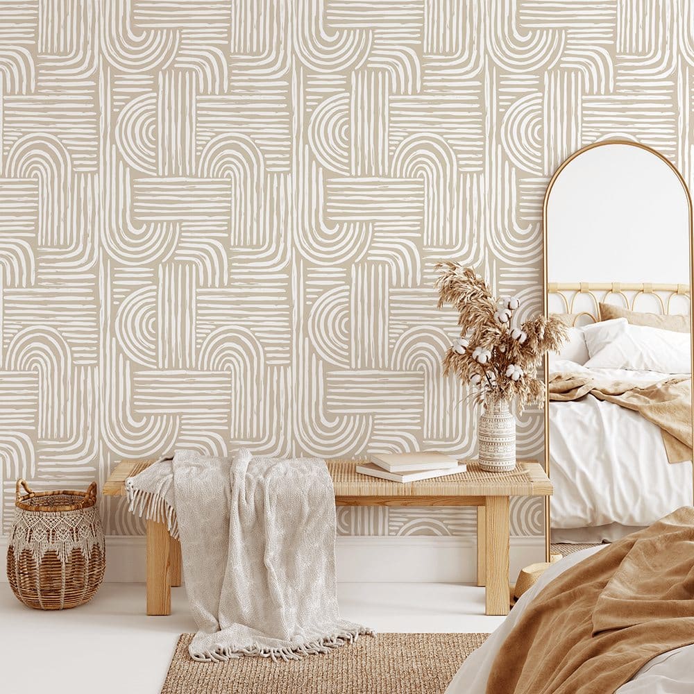 1000x1000 Beige, Grey and White Wallpaper Design