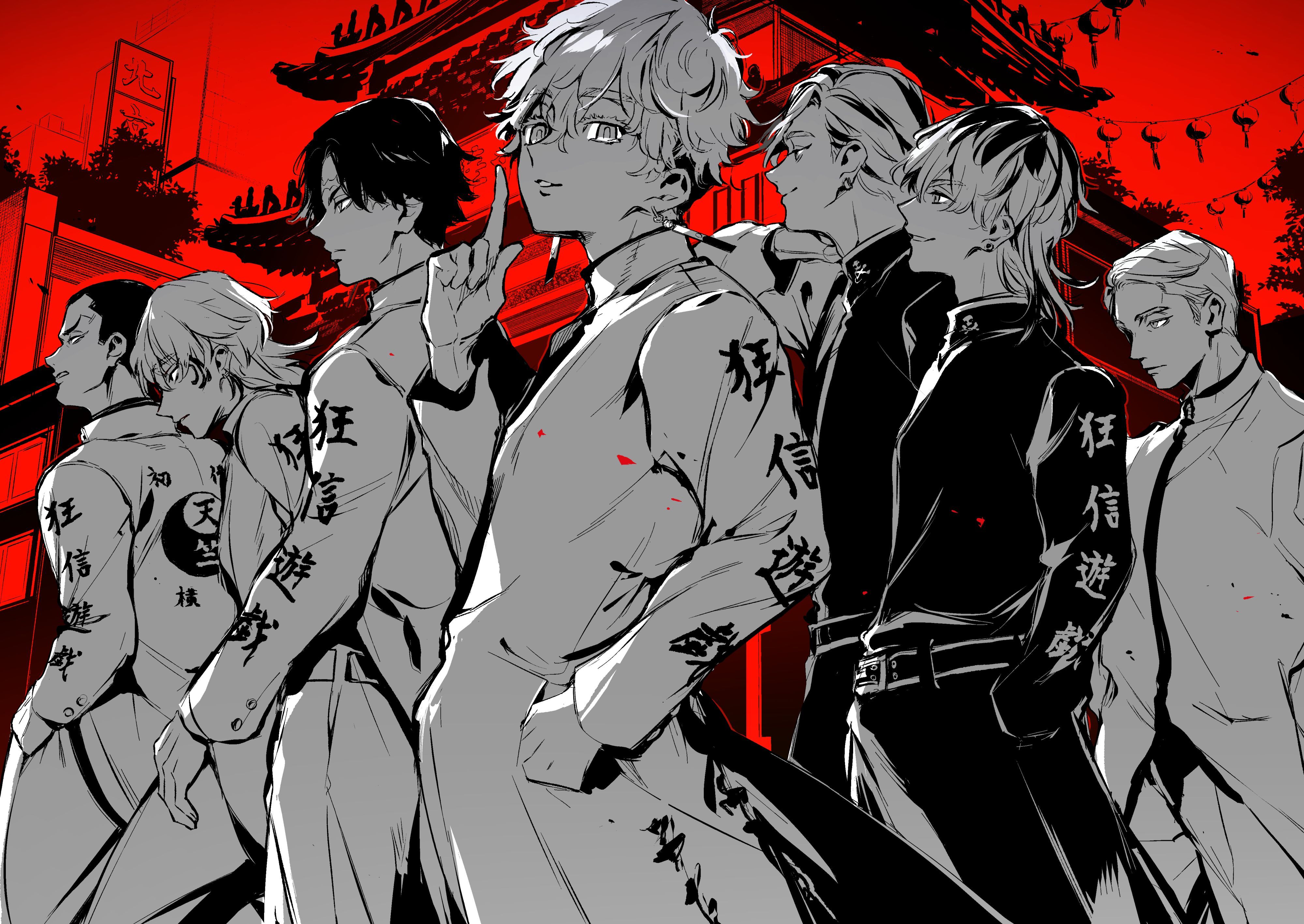 4000x2834 haitani ran, haitani rindou, kurokawa izana, kakuchou, mutou yasuhiro, and 2 more (tokyo revengers) drawn by bmw_(man24)