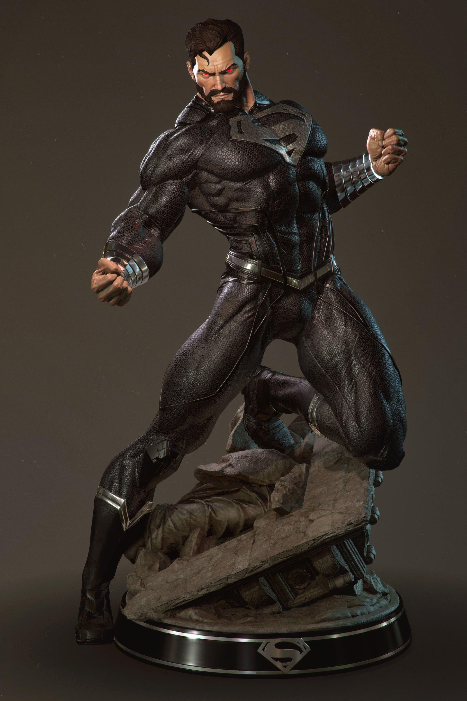 1920x2880 Black Superman toy figure, render, Superman, black, uniform HD wallpaper