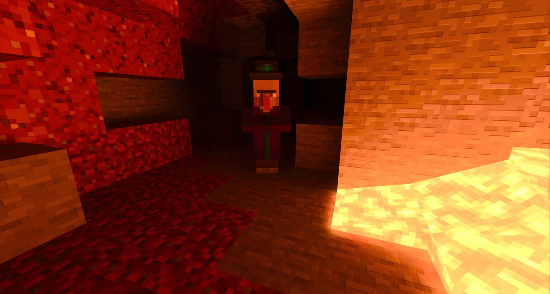 1920x1026 Download A Minecraft Witch casting a spell by her hut Wallpaper