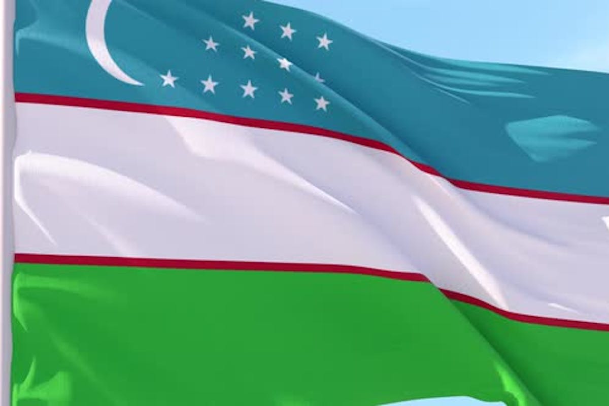 1200x800 Uzbekistan Flag Looping Background, Stock Video