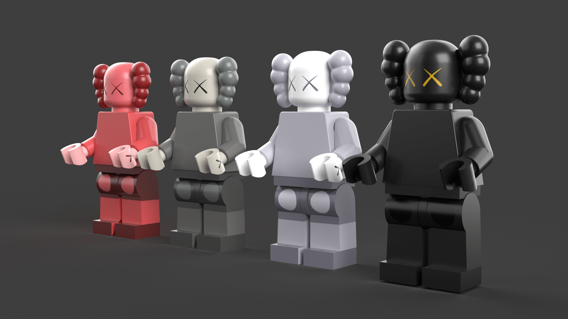 1920x1080 STL file Kaws Brick Companion's・3D print object to download・Cults