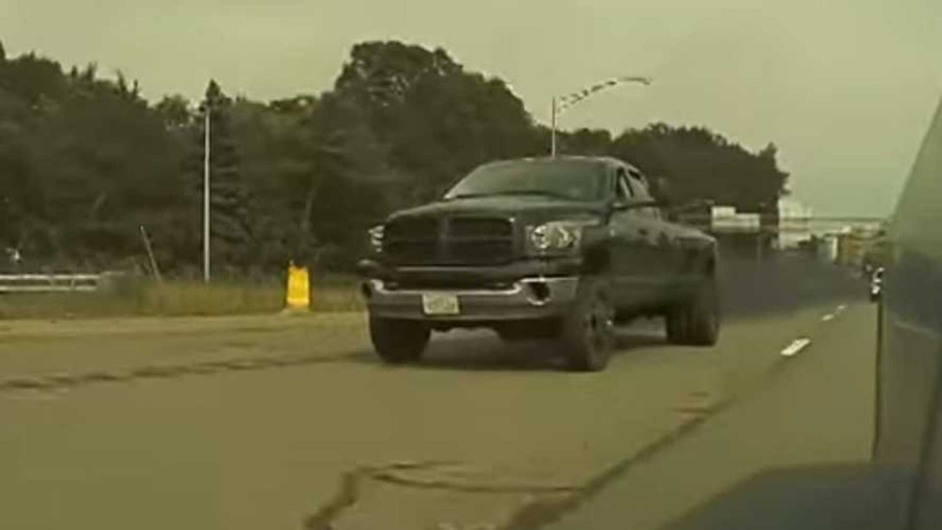 1920x1080 Watch This Coal Rolling Ram Go Crazy When A Tesla Is Spotted