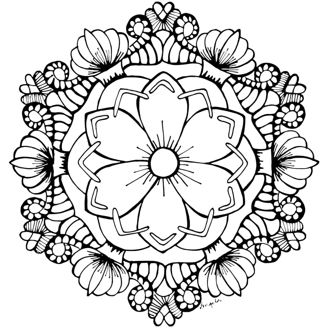 1100x1100 Flower Coloring Picture