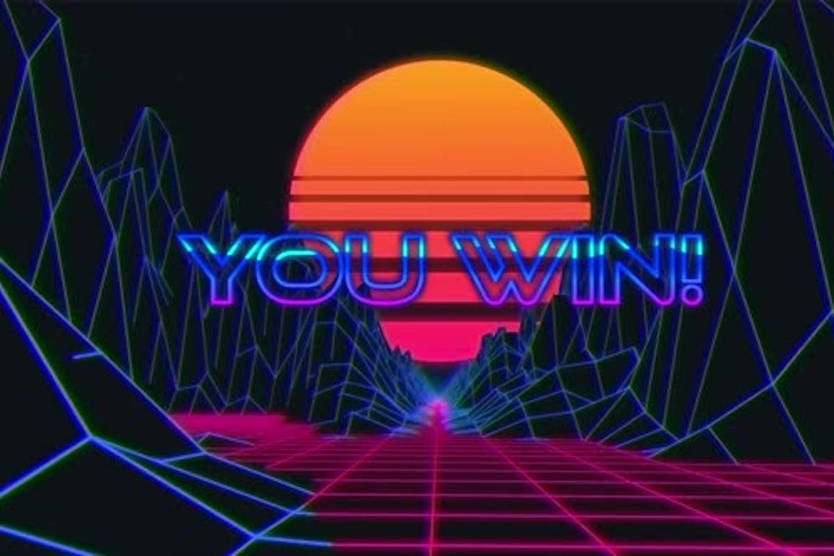 1200x800 Animation vintage video game screen with words you win written, Stock Video