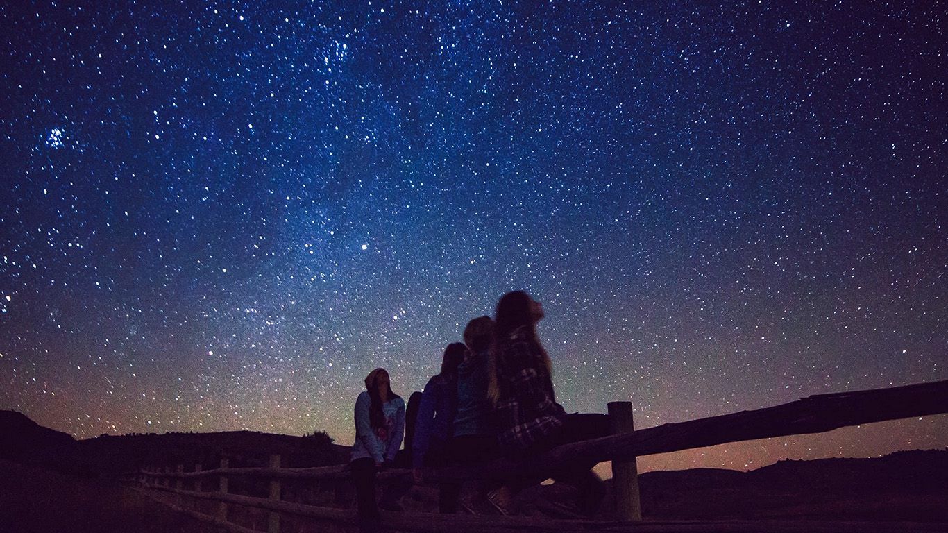 1366x768 wallpaper for desktop, laptop. night watch star gazing girl summer romantic dark