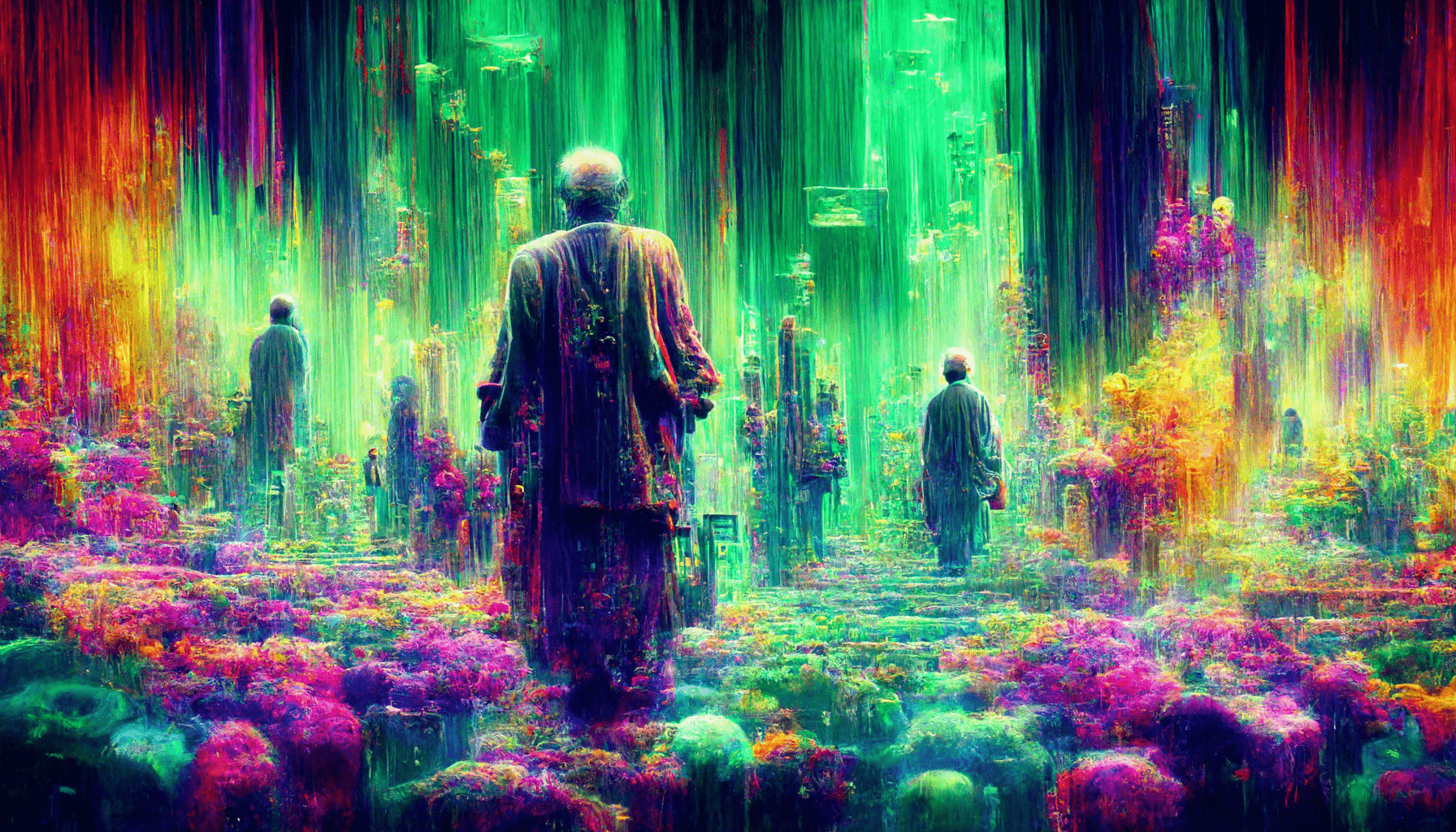 1792x1024 Midjourney. Prompt: The Matrix dimension Grateful Dead Acid Trip, 4k, ar- 16:9