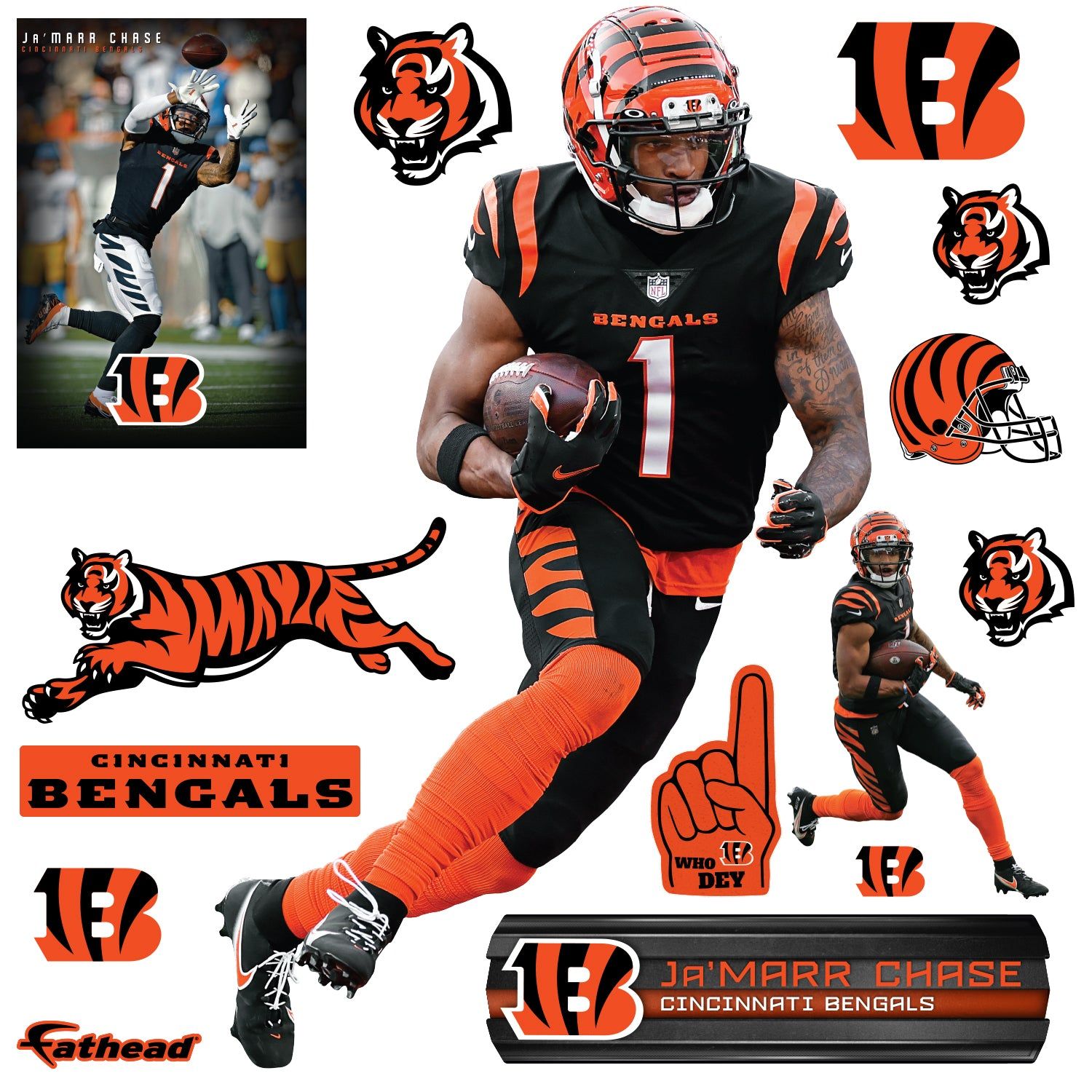1500x1500 Cincinnati Bengals: Ja'Marr Chase 2022 Licensed NFL Remov