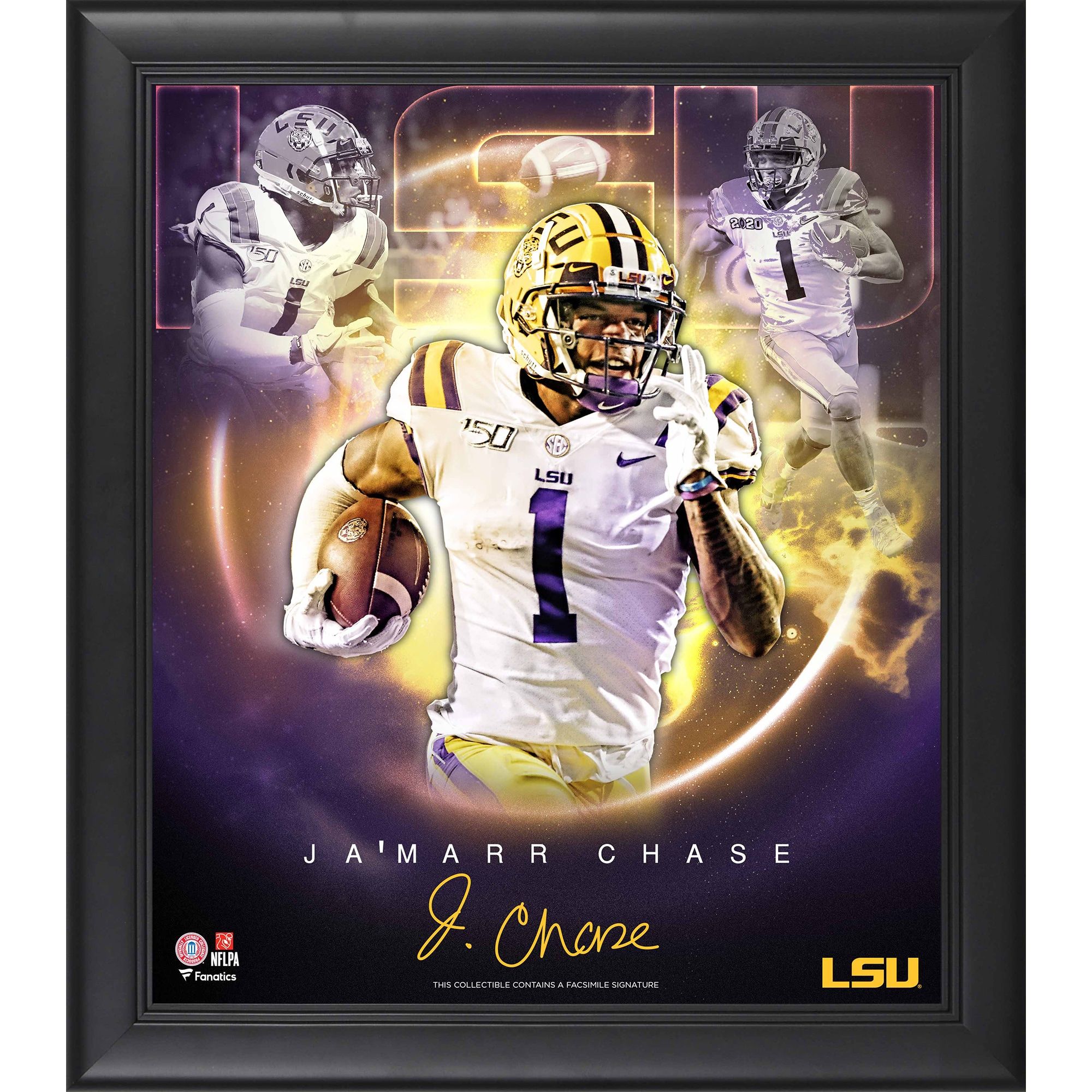2000x2000 Ja'Marr Chase LSU Tigers Facsimile Signature Framed 15 x 17 Stars of the Game Collage