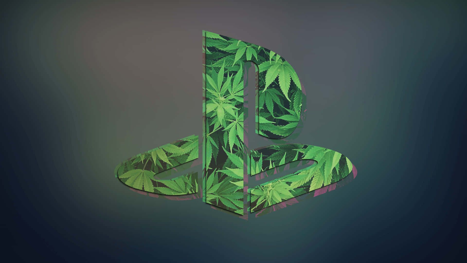 1920x1080 Download Cool Ps4 With Many Weed Plants Designed Inside Logo Wallpaper