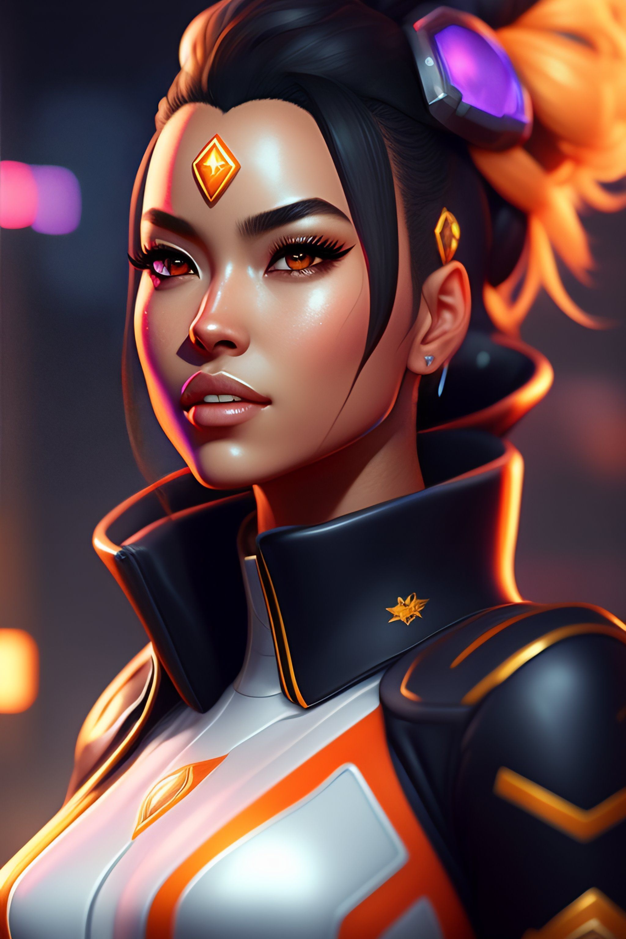 2048x3072 Lexica shock like overwatch character, realistic portrait, symmetrical, highly detailed, digital painting, artstation, concept art, soft, sha
