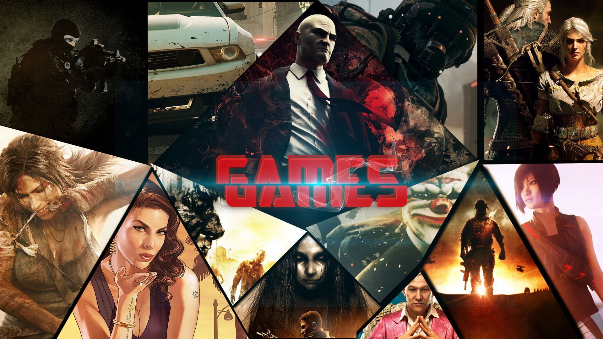 1920x1080 Assorted Games Collage Wallpaper, Hitman