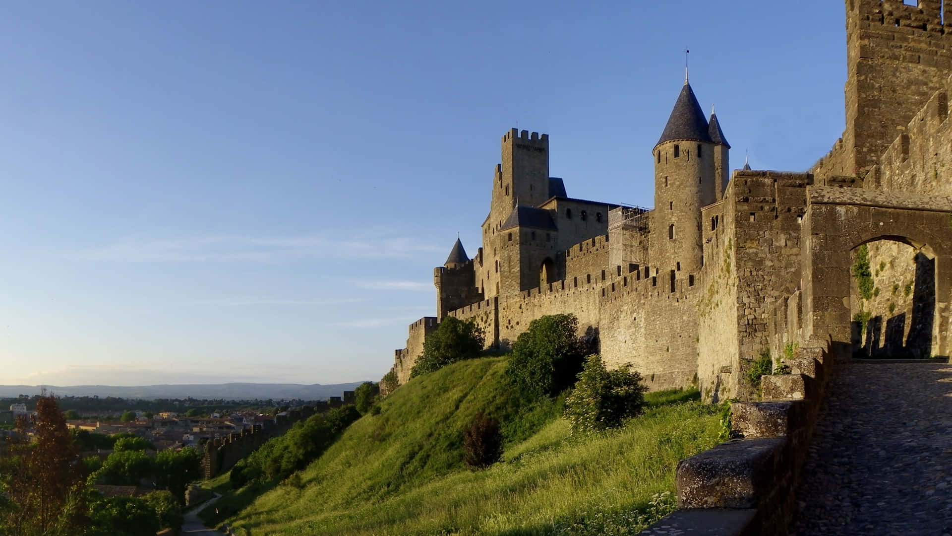 1920x1080 Download Walls Of Chateau Comtal In Carcassonne Wallpaper