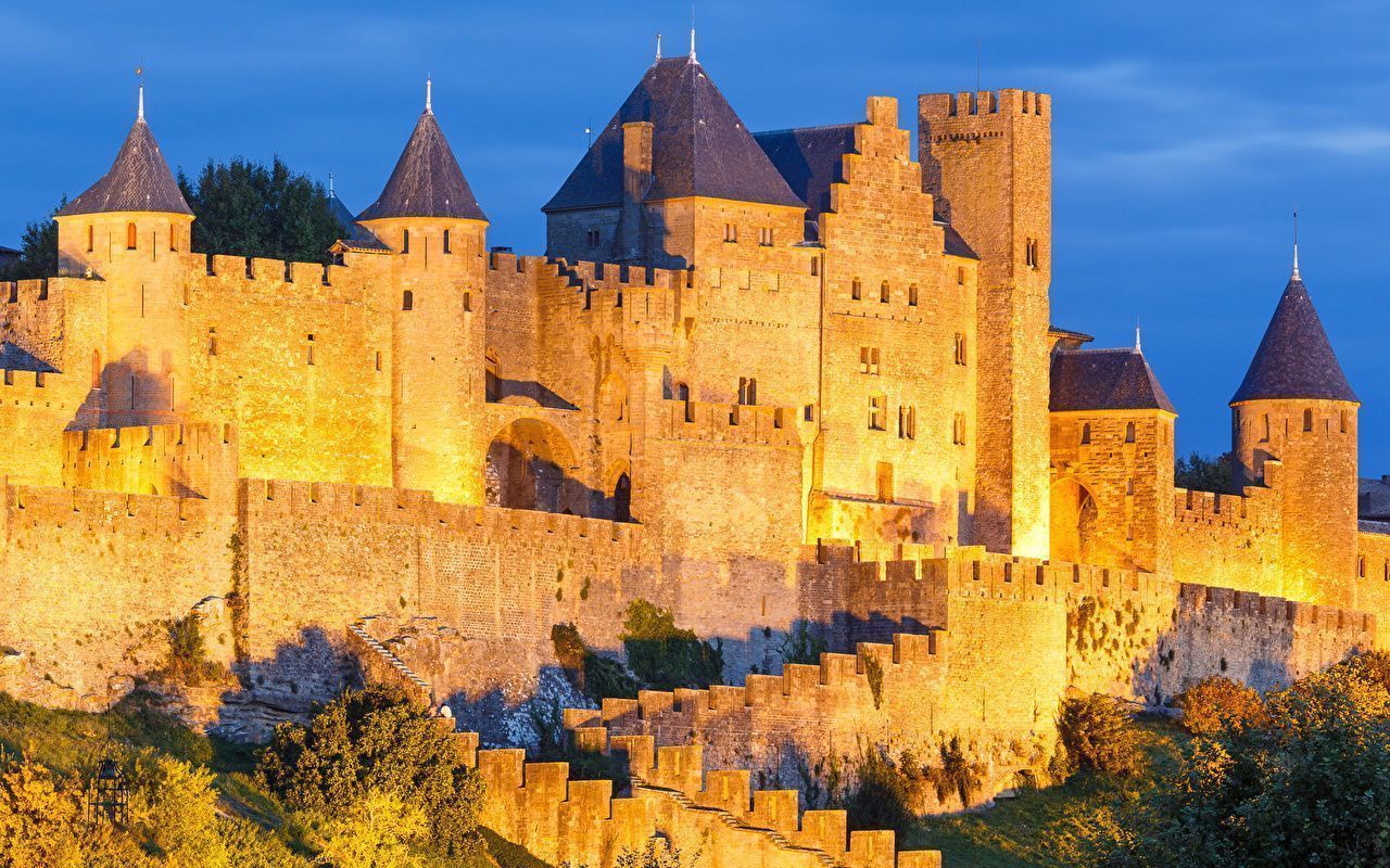 1280x800 image France Fortress Carcassonne Cities
