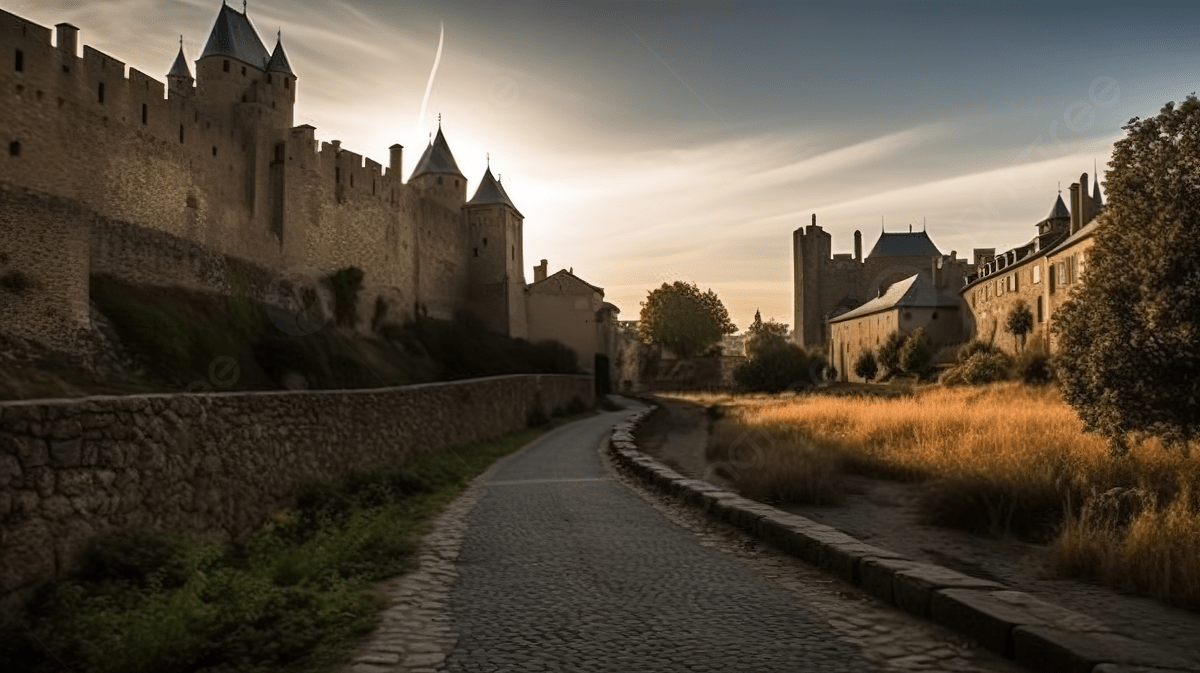 1200x673 Road Leading To A Medieval Castle Background, Carcassonne, The Historic Fortified City And Castle Town, HD Photography Photo Background Image And Wallpaper for Free Download