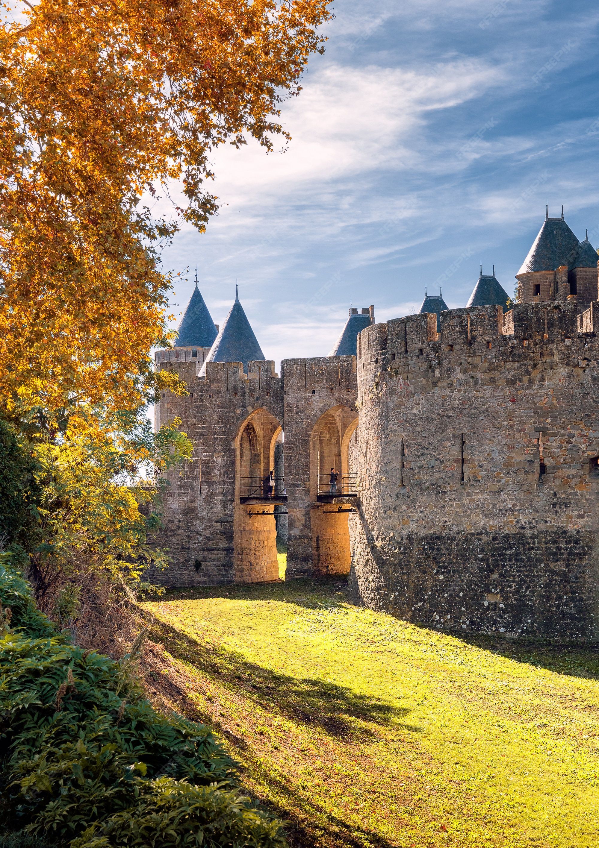 2000x2833 Premium Photo. Main entrance to the city of carcassonne, occitanie, france