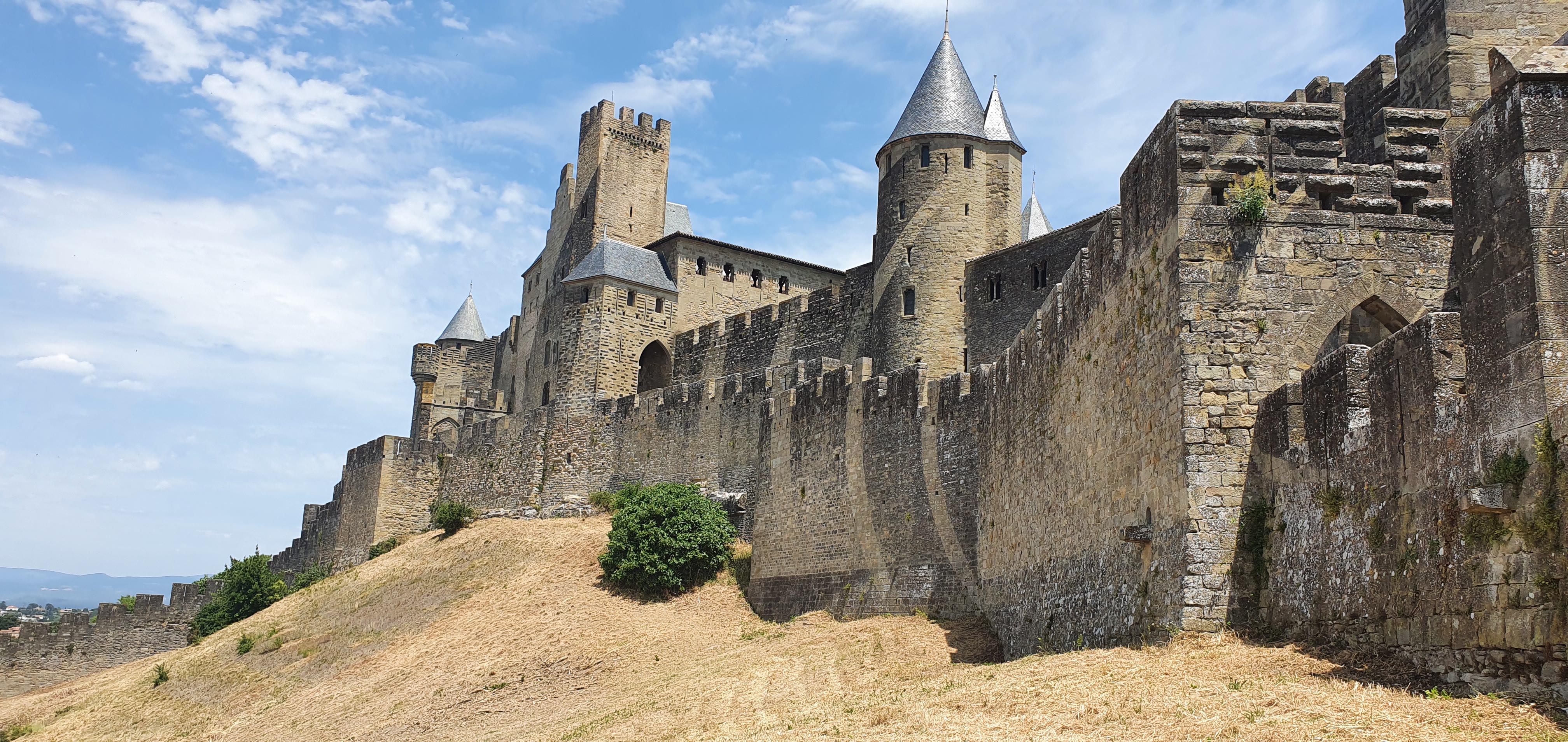 4032x1908 Hiking 2100 miles thru Europe: arriving in Carcassone, Aude, Occitania, France